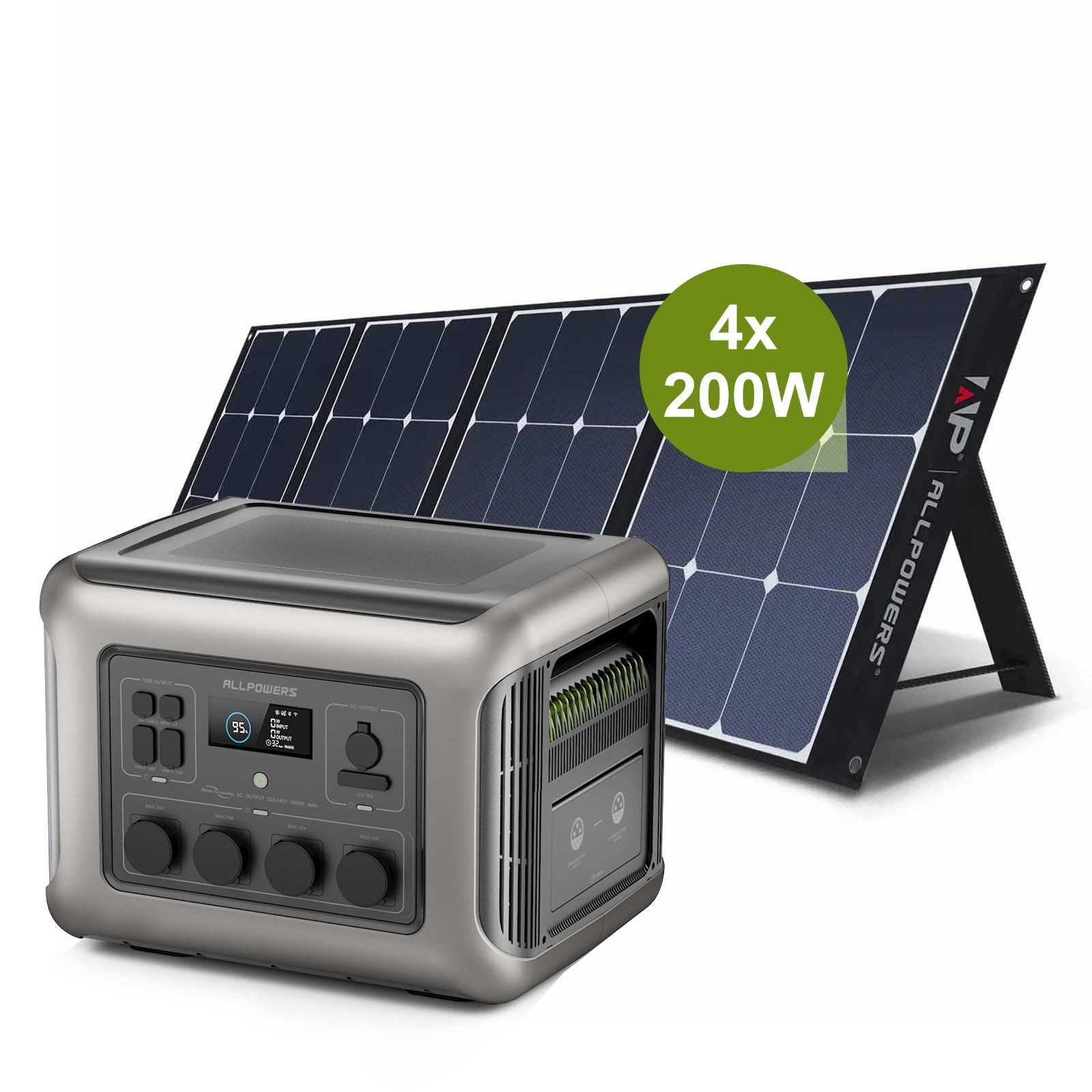 ALLPOWERS Solargenerator-Kit 2500W (R2500 + SP035 200W Solarpanel mit Monokristalliner Zelle)