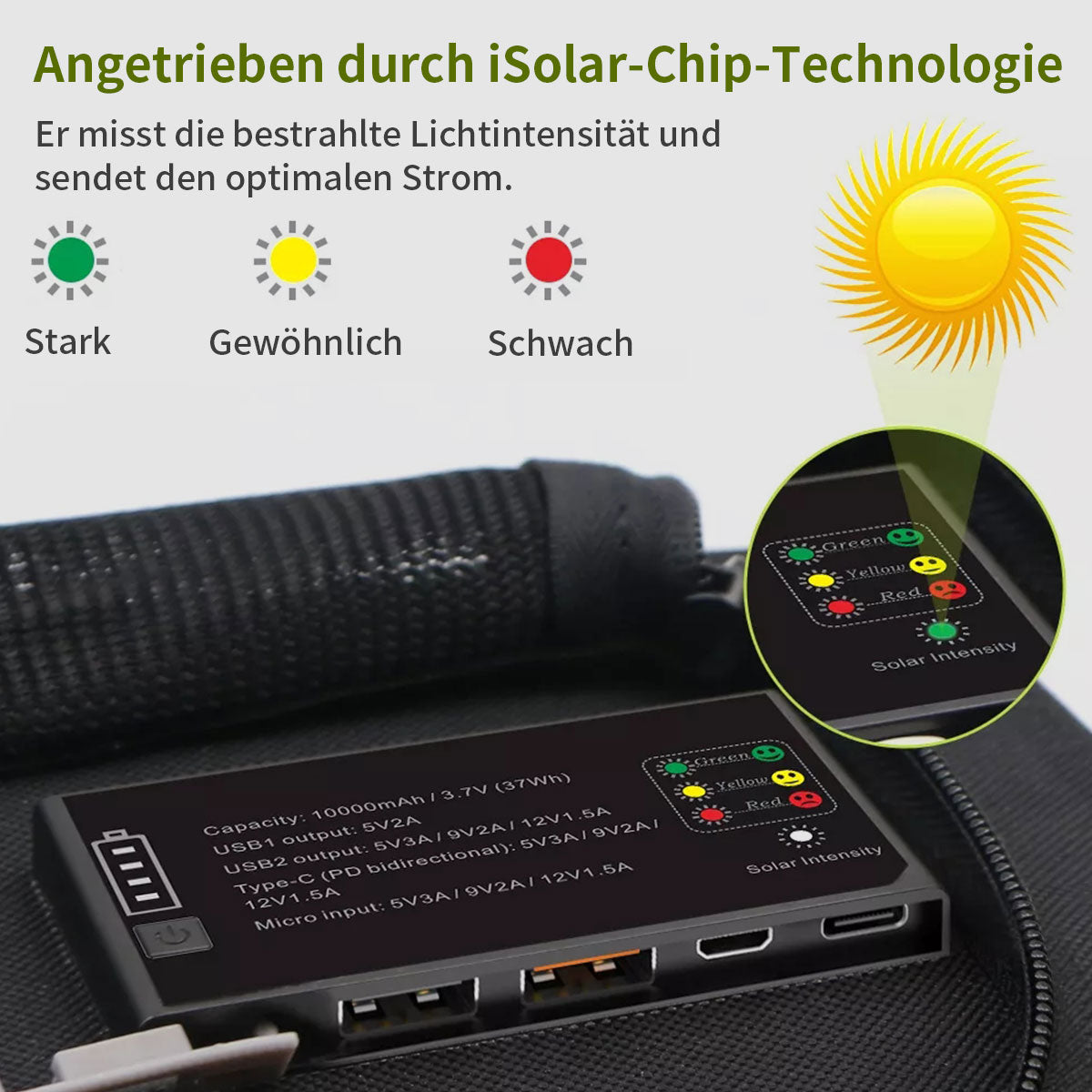 ALLPOWERS 5V 21W Solarpanel eingebaute 10000mAh Batterie SP002